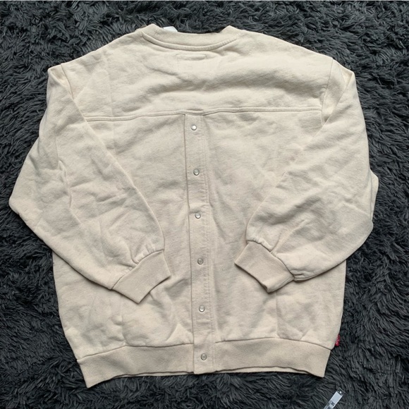 ▪️NWT GANNI✖️LEVI'S Logo-print French cotton-blend terry sweatshirt - Picture 12 of 12